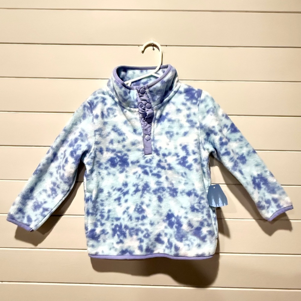 Pulse Toddler‎ Girls Blue Purple Tie Dye Fleece Snap Pullover Jacket Size 3T NWT